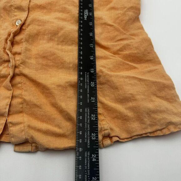 TOMMY BAHAMA | Women's Medium Linen Peach Orange Relax Short Sleeve Button Shirt - Picture 10 of 10